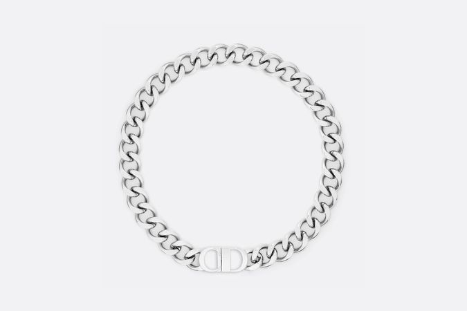 CD Icon Chain Link Necklace Silver-Finish Brass | DIOR