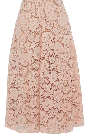 VALENTINO Cotton-blend corded lace midi skirt