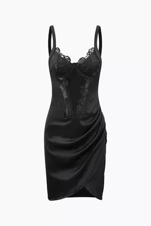 Lace Detail Underwire Shaping Wrap Mini Dress – Micas