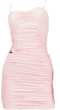 light pink ruched minidress