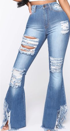ripped flare jeans
