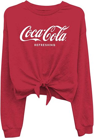 Ladies Coca Cola Fashion Shirt - Coke Classic Logo Elastic Hem Fleece Hoodie (Red Hoodie, Large) at Amazon Women’s Clothing store