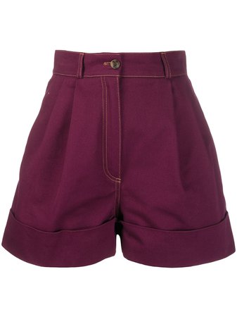 Miu Miu Flared Short Shorts MP1376672 Purple | Farfetch
