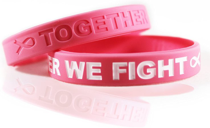 Amazon.com: Breast Cancer Awareness Bracelets Gift for Patients, Survivors, Family and Friends. Set of 2 Pink Ribbon Silicone Rubber Wristbands: Clothing