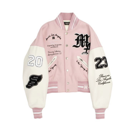 amiri oversized pink varsity jacket