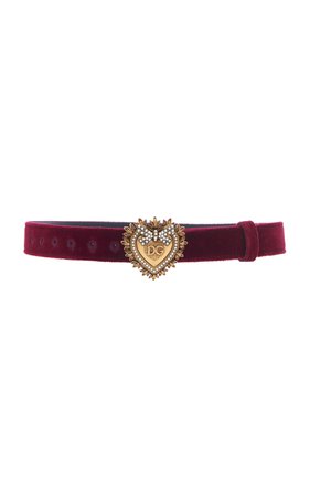 Dolce & Gabbana Embellished Gold-Tone Velvet Belt