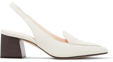 Beya Textured-leather Slingback Pumps - Off-white