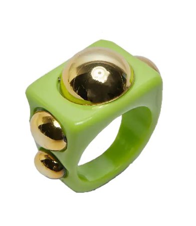 EGO STUD DETAIL PLASTIC RING IN GREEN