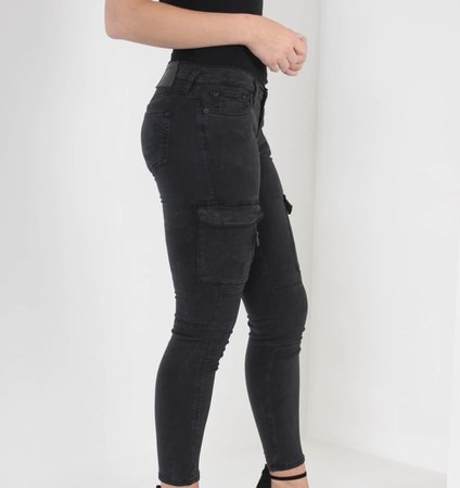 Women’s Gray Tight High-Waisted Cargo Pants
