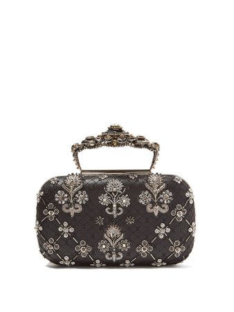 Jewelled top-handle leather clutch bag | Alexander McQueen | MATCHESFASHION.COM