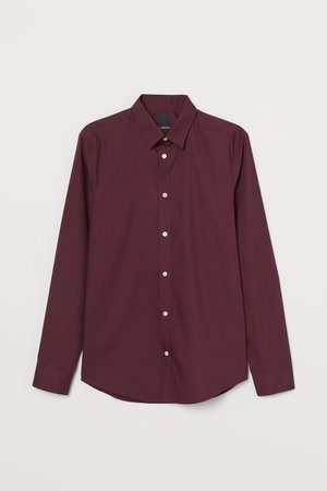 Camisa Easy-iron Slim Fit - Borgoña - Men | H&M MX