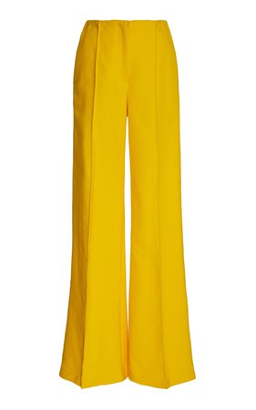 Carolina Herrera, Yellow High-waisted Crepe Wide-leg Pants