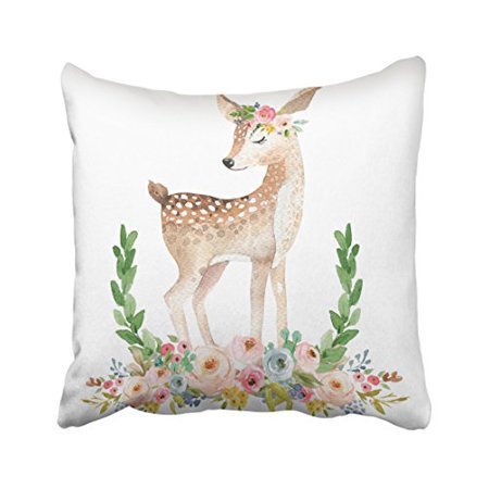 WinHome Colorful Vintage Tribal Boho Bright Watercolor Woodland Deer Baby Nursery Floral Polyester 18 x 18 Inch Square Throw Pillow Covers With Hidden Zipper Home Sofa Cushion Decorative Pillowcases - Walmart.com
