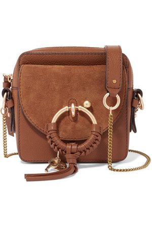 See By Chloé | Square textured-leather and suede shoulder bag | NET-A-PORTER.COM