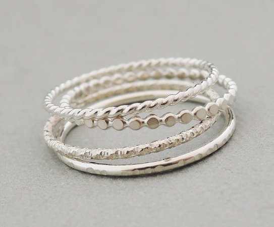 Sterling Silver Rings Stacking Rings set of 4 thin ... | RingsCollection