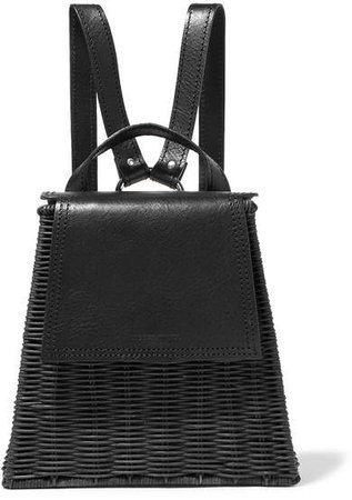 Wicker Wings - Tixing Tall Rattan And Leather Backpack - Black