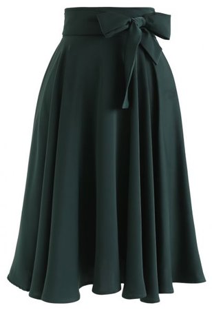 Chic Wish Satin A-Line Midi Skirt in Grey - Retro, Indie and Unique Fashion