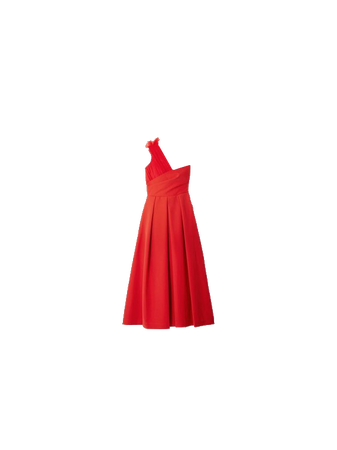 Preen by Thornton Bregazzi One Shoulder Tulle Trimmed Midi Dress (Dei5 edit)