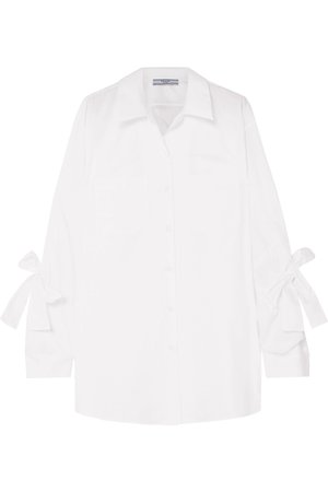 Prada | Bow-embellished cotton-poplin shirt | NET-A-PORTER.COM
