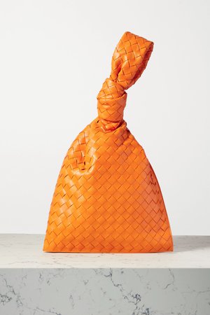 Orange BV Twist knotted intrecciato leather clutch | Bottega Veneta | NET-A-PORTER
