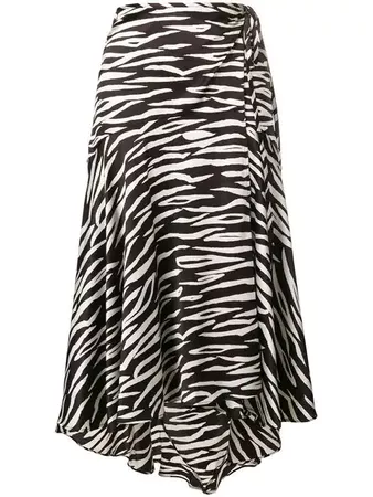 Ganni Zebra Print Wrap Skirt - Farfetch