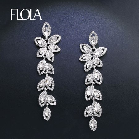 silver crystal leaves drop earrings - Google Search