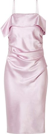 Ruched Satin Dress - Baby pink