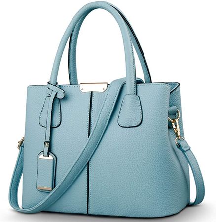 Amazon.com: Covelin Women's Top-handle Cross Body Handbag Middle Size Purse Durable Leather Tote Bag Light Blue : Clothing, Shoes & Jewelry