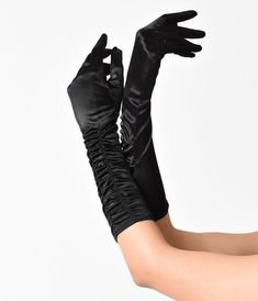black satin long gloves