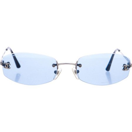 chanel blue rimless cc sunglasses
