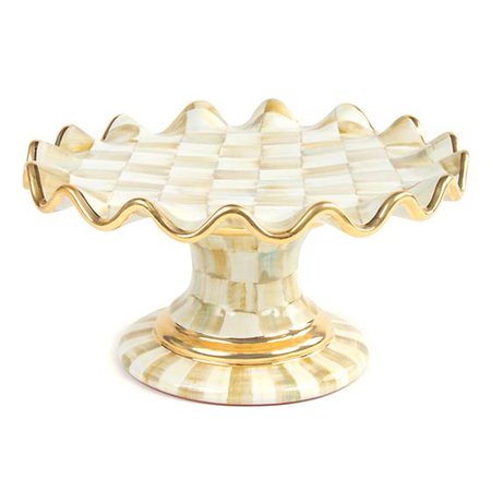 MacKenzie-Childs | Parchment Check Fluted Cake Stand