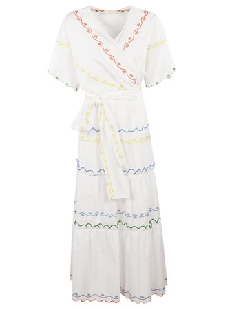 Tory Burch Scalloped Embroidered Wrap Dress