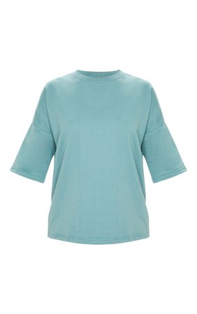 Dusty Turquoise Oversized Sweat T-Shirt | PrettyLittleThing