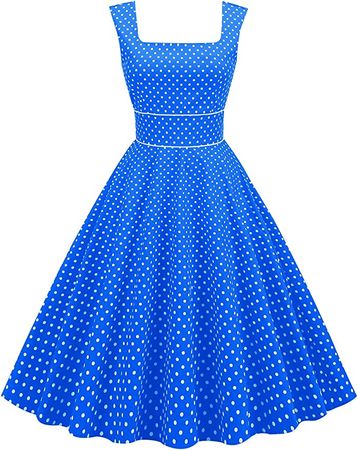 ODOLDI 1950's Vintage Blue Polka Dot Rockabilly Swing Dress Sleeveless Homecoming Dresses 50's Cocktail Party A-Line Dress Audrey Hepburn Prom Midi Dress Vintage Pin Up Dress Royal Blue XX-Large : Amazon.ca: Clothing, Shoes & Accessories