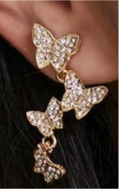 Gold Rhinestone Butterfly earring