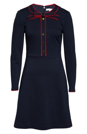 1901 Bow Neck Long Sleeve A-Line Dress (Regular & Petite) | Nordstrom