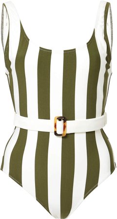The Anne Marie Belted Striped One-Piece Swimsuit Size: