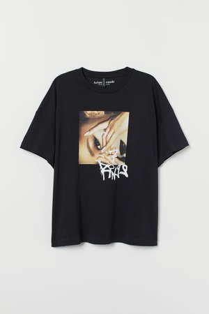 H&M+ Printed T-shirt - Black/Ariana Grande - Ladies | H&M