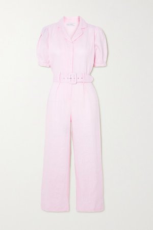 Net Sustain Frederikke Belted Linen Jumpsuit - Pastel pink