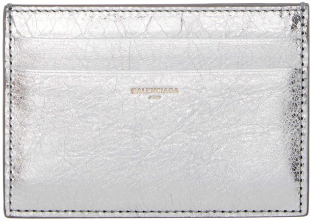Balenciaga: Silver Metallic Card Holder | SSENSE