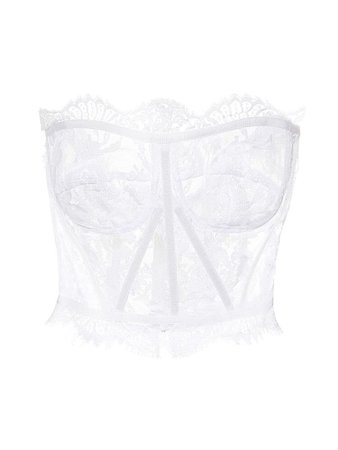 Strapless white lace top