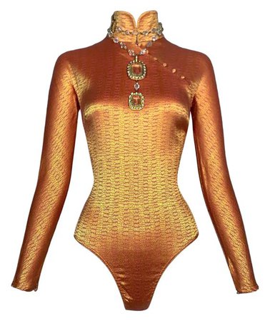 F/W 1997 Christian Dior John Galliano Runway Gold & Pink Bodysuit Top