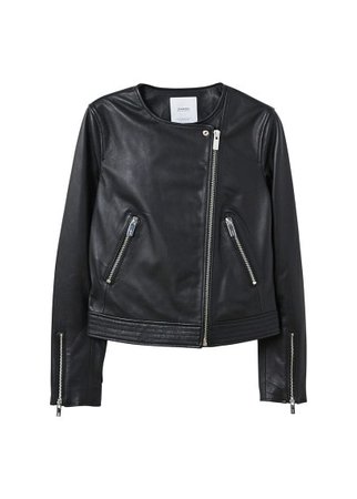 MANGO Zip leather jacket