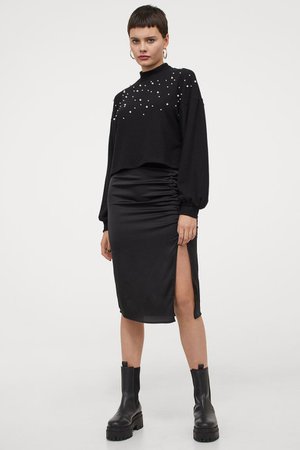 Slit skirt - Black - Ladies | H&M GB