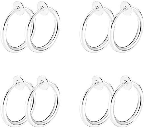 Amazon.com: CrazyPiercing 8 pcs of Surgical Steel Clip on Non-Pierced Hoops Fake Nose Lip Ear Rings Piercing (Silver Color): Jewelry