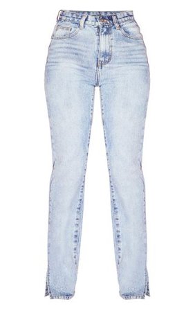 Light Wash Split Hem Jeans | Denim | PrettyLittleThing