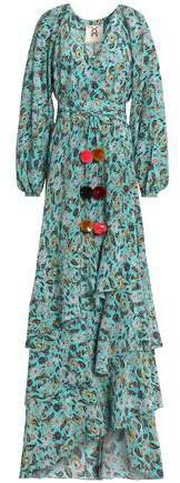 Ruffled Floral-print Silk Wrap Maxi Dress
