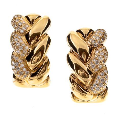 Cartier Diamond and Yellow Gold Earrings For Sale at 1stDibs
