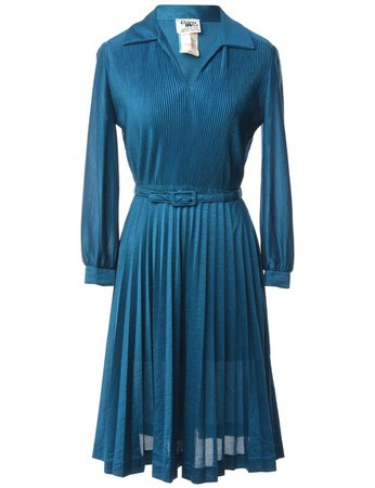 Women's 1980s Teal Dress Blue, M | Beyond Retro - E00619579