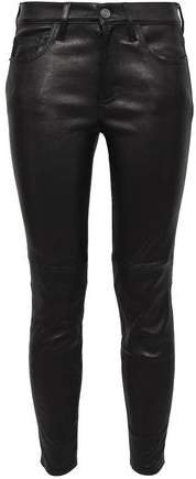 Cropped Stretch-leather Skinny Pants